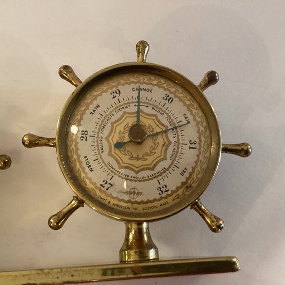Solid Brass Thermometer / Barometer by Swift & Anderson, Boston Mass. - Picture 2 of 11
